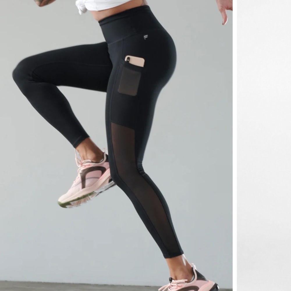 Fabletics on the go powerhold high waisted leggings with mesh phone pocket